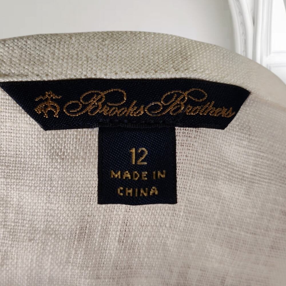 Brooks Brothers Linen Tunic Dress Embroidered Ivory Boho Preppy Size 12 - Picture 5 of 12